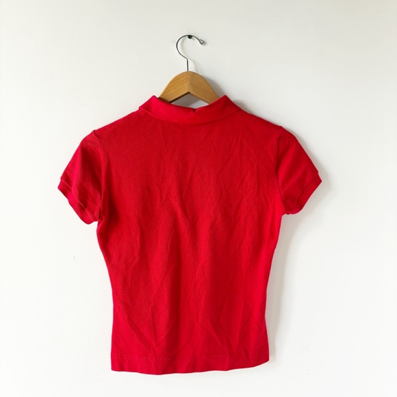 Lacoste Cherry Red Slim Fit Stretch Mini Piqué Polo Shirt 38 M Medium - Picture 2 of 4
